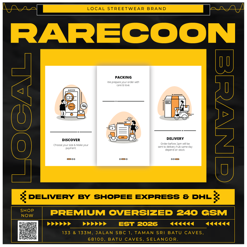 RARECOON “YOKAI” Graphic Oversized Tee – White